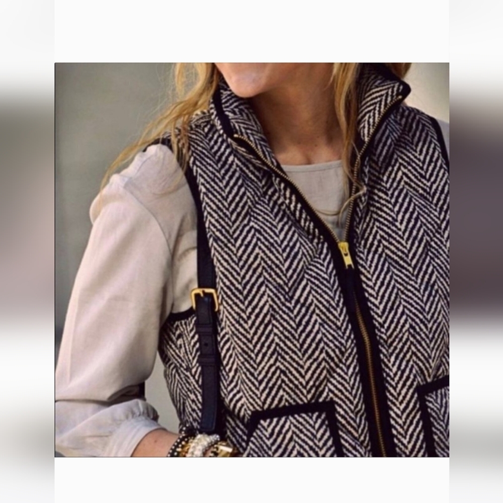 J.Crew Excursion Puffer Down Vest Herringbone Pat… - image 2